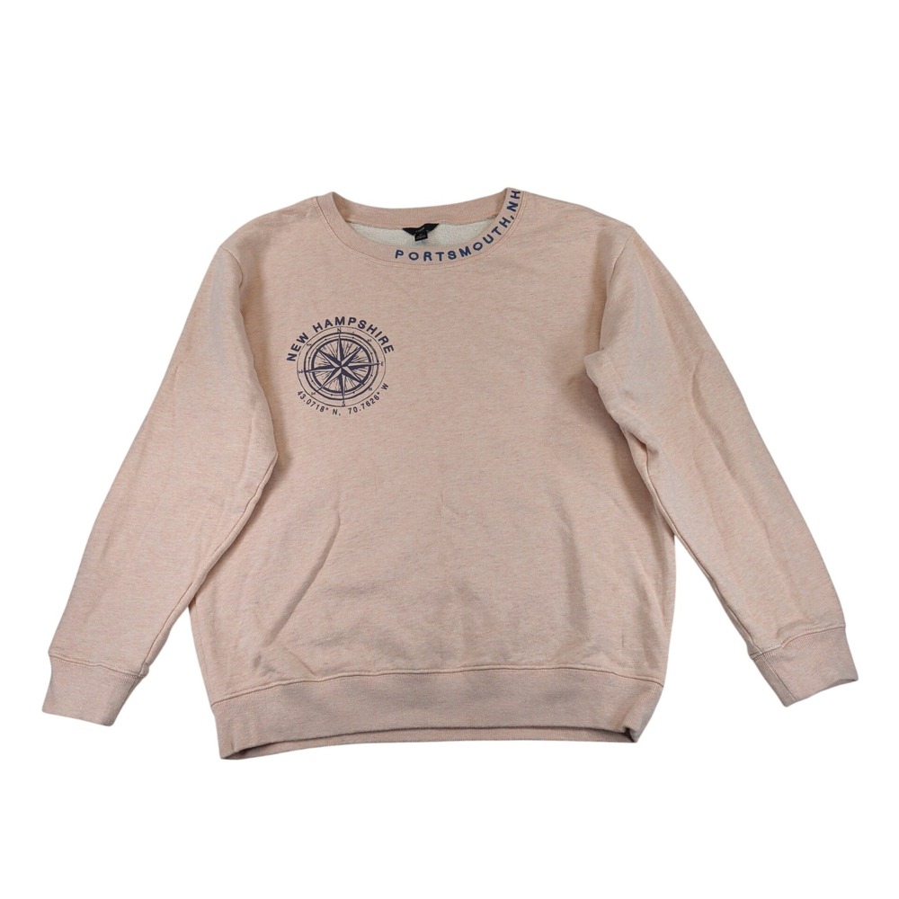 J.Crew Portsmouth NH Compass Graphic Sweatshirt Peach Cotton Terry AJ780 Women M